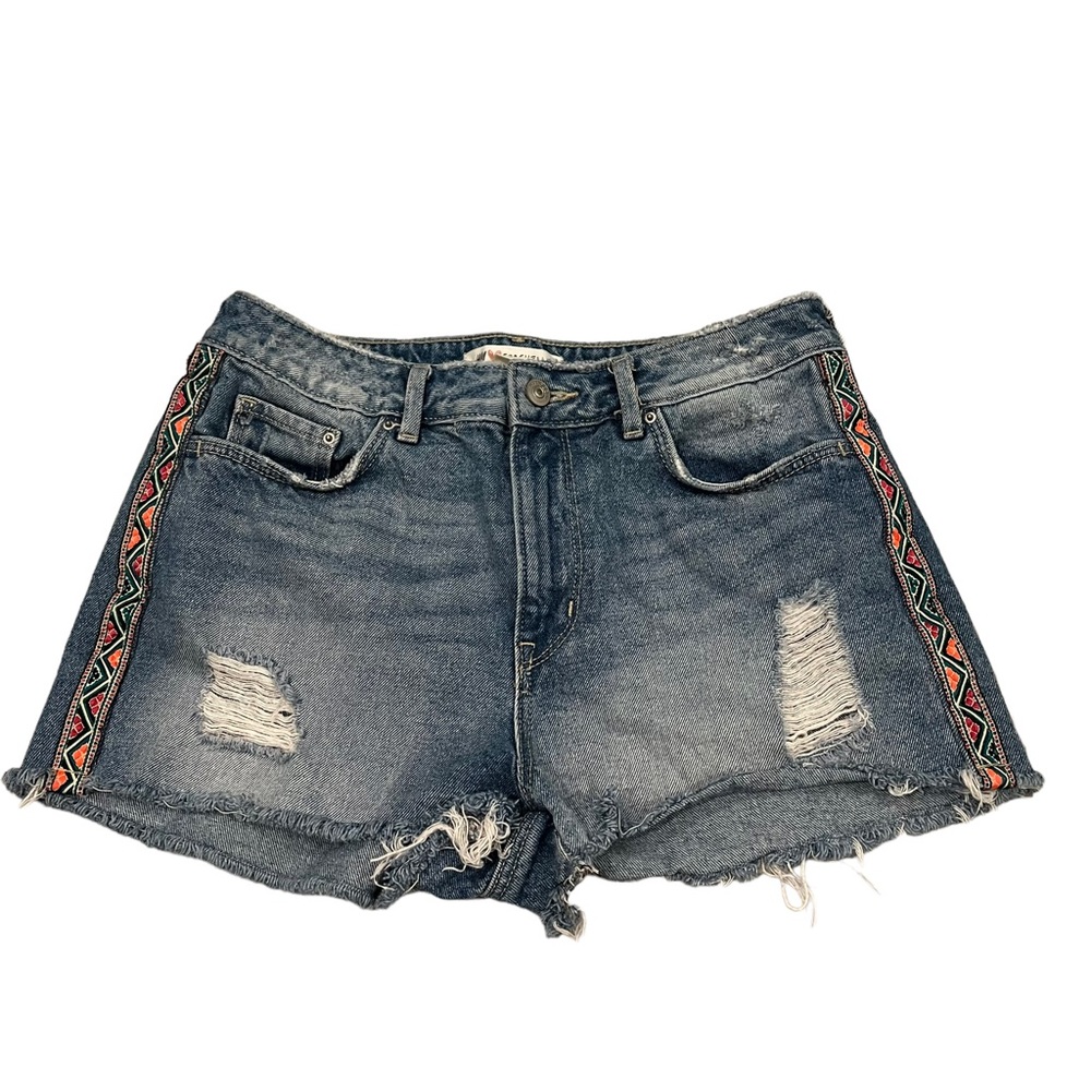 H&M X Coachella Distressed Tribal Fringe Shorts - Picture 1 of 12